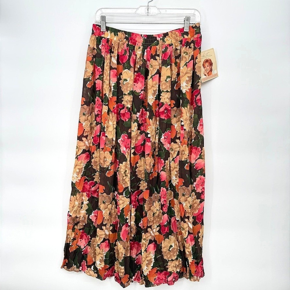 Kathie Lee Sonoma VTG NWT Maxi Skirt Floral Elastic Waist Boho Semi Sheer Sz MD